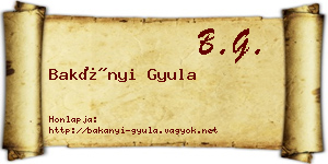 Bakányi Gyula névjegykártya